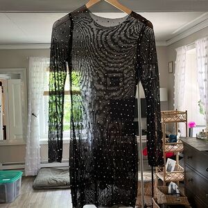 Sheer pearl and rhinestone dress